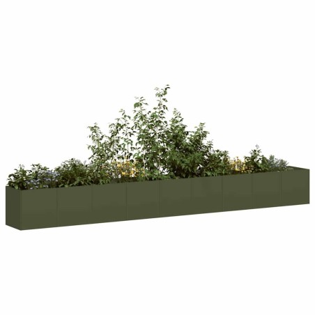 Jardinière vert olive 360x40x40 cm acier laminé à froid 