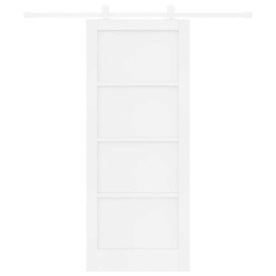Porte coulissante avec kit blanche 83x202 cm en bois massif de pin 