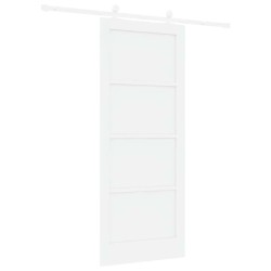 Porte coulissante avec kit blanche 83x202 cm en bois massif de pin 