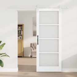 Porte coulissante avec kit 'ORKDAL'bois massif et verre blanc 