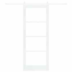 Porte coulissante avec kit 'ORKDAL'bois massif et verre blanc 