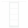 Porte coulissante avec kit 'ORKDAL'bois massif et verre blanc 