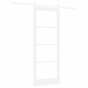Porte coulissante avec kit 'ORKDAL'bois massif et verre blanc 