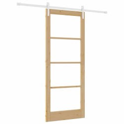 Porte coulissante avec quincaillerie 'ORKDAL'en bois massif et verre 