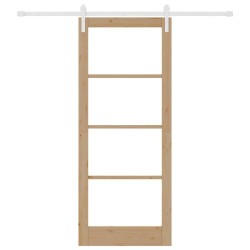 Porte coulissante avec quincaillerie 'ORKDAL'en bois massif et verre 