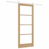 Porte coulissante avec quincaillerie 'ORKDAL'en bois massif et verre 