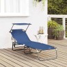 Chaise longue pliante avec auvent bleu en tissu Oxford 600D 
