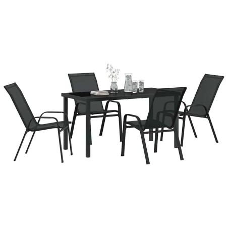 Ensemble de jardin 5 pièces en textilène noir et acier 