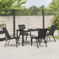 Ensemble de jardin 5 pièces en textilène noir et acier 