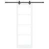 Porte Coulissante avec Matériel 'ORKDAL'Blanc en Bois Massif et Verre 