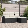Ensemble de canapés de jardin 4 pièces avec coussins en poly rotin noir 