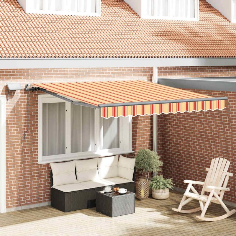 Store rétractable manuel avec LED jaune et orange 350x250 cm 