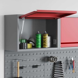 Armoire à outils murale avec porte à levage à gaz rouge, 50x25x35 cm 