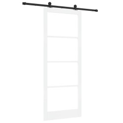 Porte Coulissante avec Ensemble de Matériel 'ORKDAL'en Bois Massif et Verre Blanc 