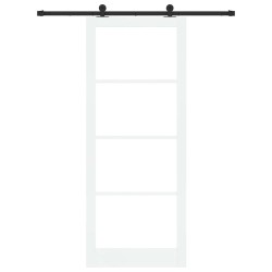 Porte Coulissante avec Ensemble de Matériel 'ORKDAL'en Bois Massif et Verre Blanc 