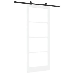 Porte Coulissante avec Ensemble de Matériel 'ORKDAL'en Bois Massif et Verre Blanc 