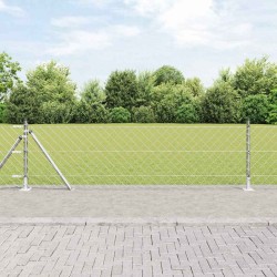 Jeu de Poteaux de Clôture Argent 10 x 0.4 m Acier galvanisé 