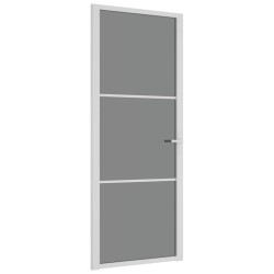 Porte intérieure 83x201,5 cm Blanc Verre ESG et aluminium 