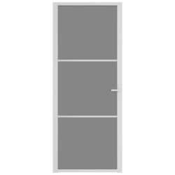 Porte intérieure 83x201,5 cm Blanc Verre ESG et aluminium 