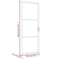 Porte intérieure 83x201,5 cm Blanc Verre ESG et aluminium 