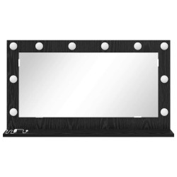Miroir de maquillage avec éclairage LED Bois noir 80x45x18 cm 