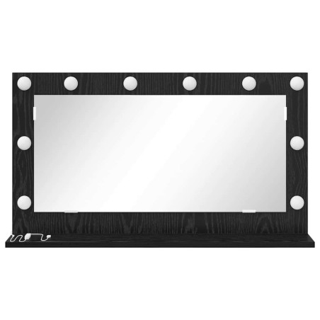 Miroir de maquillage avec éclairage LED Bois noir 80x45x18 cm 