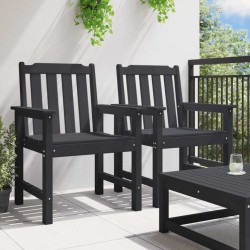 Chaises de jardin 2 pcs Noir HDPE 
