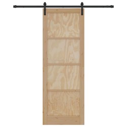 Porte Coulissante avec Set de Matériel 83x232 cm Bois Massif en Pin 