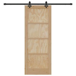 Porte coulissante avec set de matériel 78x202 cm en bois massif de pin 