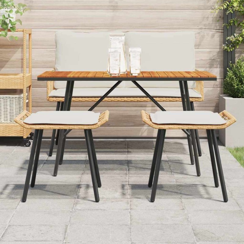 Tabourets de jardin 2 pcs Naturel 50x40x45 cm Rattan synthétique 