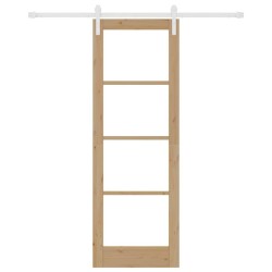Porte coulissante avec kit de quincaillerie 'ORKDAL'Bois massif et verre 