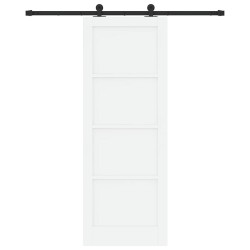 Porte Coulissante avec Matériel Blanc 78x211 cm Bois Massif Pin 