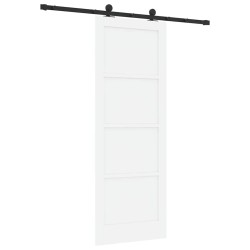Porte Coulissante avec Matériel Blanc 78x211 cm Bois Massif Pin 