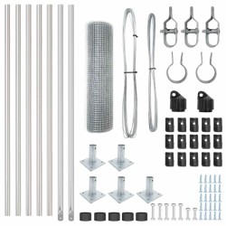 Set de poteaux de clôture Ensemble de 2 Acier galvanisé 10 x 0,5 m 