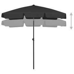 Parasol de plage noir 180x120 cm 