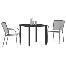 Set de jardin 3 pièces en acier anthracite 