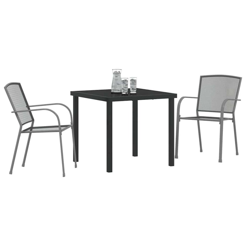 Set de jardin 3 pièces en acier anthracite 