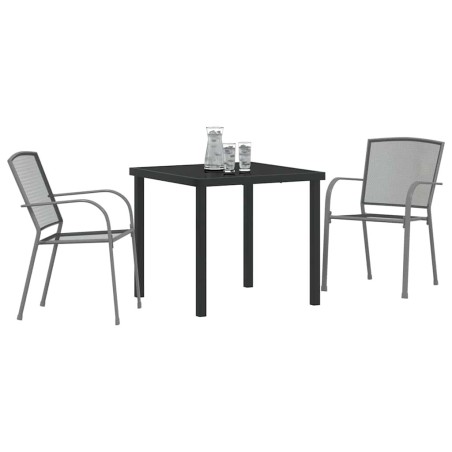 Set de jardin 3 pièces en acier anthracite 