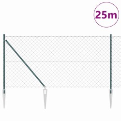 Jeu de Poteaux de Clôture Vert 1.4 x 25 m 