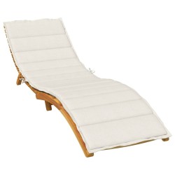 Coussin de chaise longue crème mélangé 200x60x4 cm tissu 