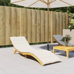 Coussin de chaise longue crème mélangé 200x60x4 cm tissu 