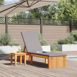 Chaise longue avec coussin 200x55x30 cm en bois d'acacia 