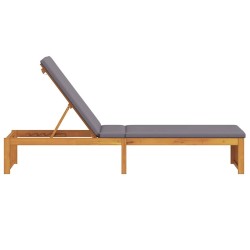 Chaise longue avec coussin 200x55x30 cm en bois d'acacia 