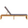 Chaise longue avec coussin 200x55x30 cm en bois d'acacia 