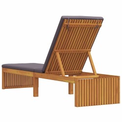 Chaise longue avec coussin 200x55x30 cm en bois d'acacia 