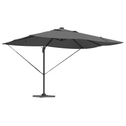 Parasol déporté Roma avec LEDs anthracite, 352x251x265 cm en aluminium 