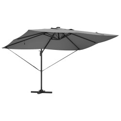 Parasol déporté Roma avec LEDs anthracite, 352x251x265 cm en aluminium 