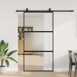 Porte coulissante avec kit de quincaillerie noir 102,5x205 cm 