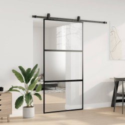 Porte coulissante avec kit de quincaillerie noir 102,5x205 cm 