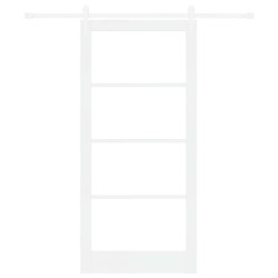 Porte Coulissante avec Ensemble de Quincaillerie Blanche 93x202 cm Bois Massif Pin 